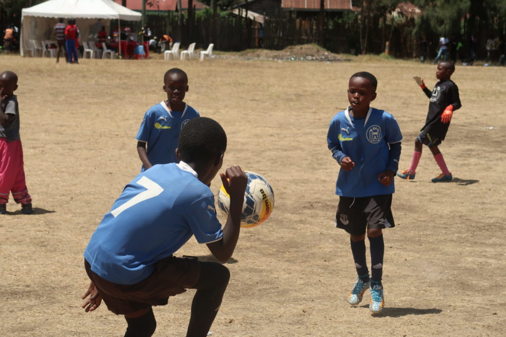 African children playing football