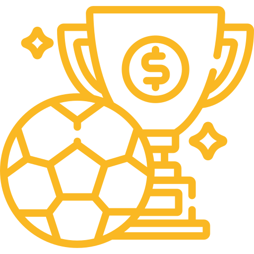 Football cup next to a ball icon Football cup next to a ball icon