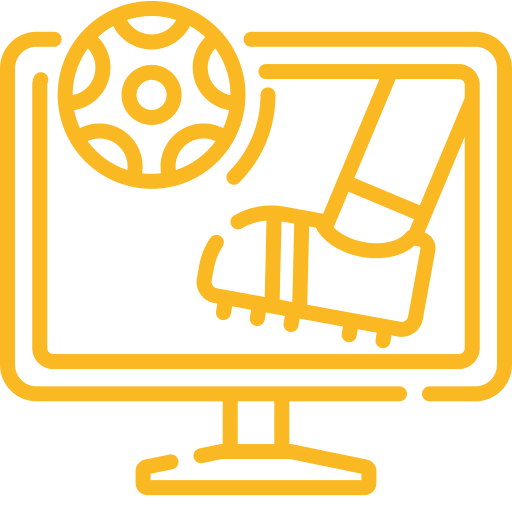 Football player on a monitor icon Football player on a monitor icon